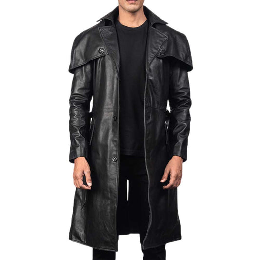 Black Leather Trench Coat