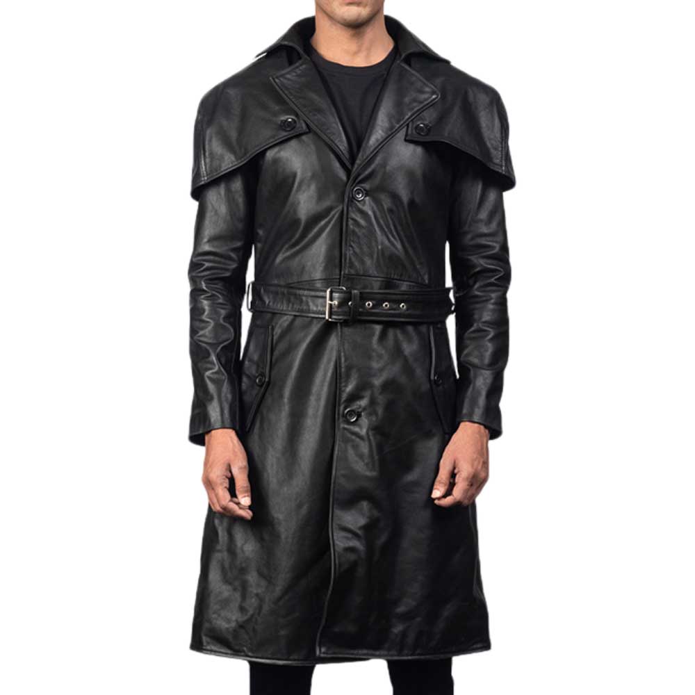 Black Leather Trench Coat