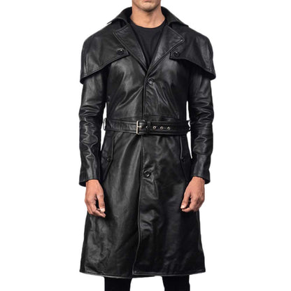 Black Leather Trench Coat