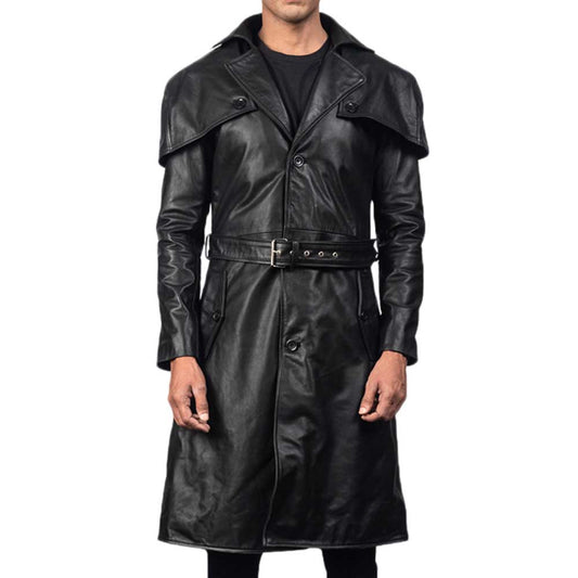 Black Leather Trench Coat