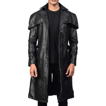 Black Leather Trench Coat