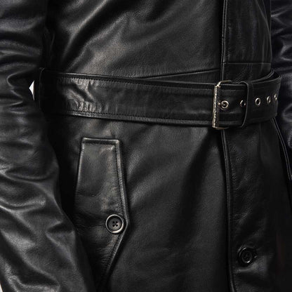 Black Leather Trench Coat